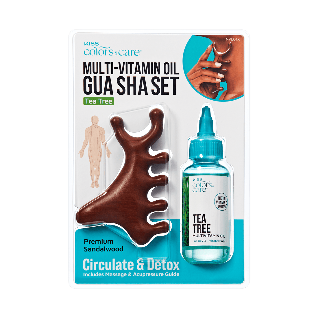 KISS Colors &amp; Care Multivitamin Oil &amp; Gua Sha - Tea Tree