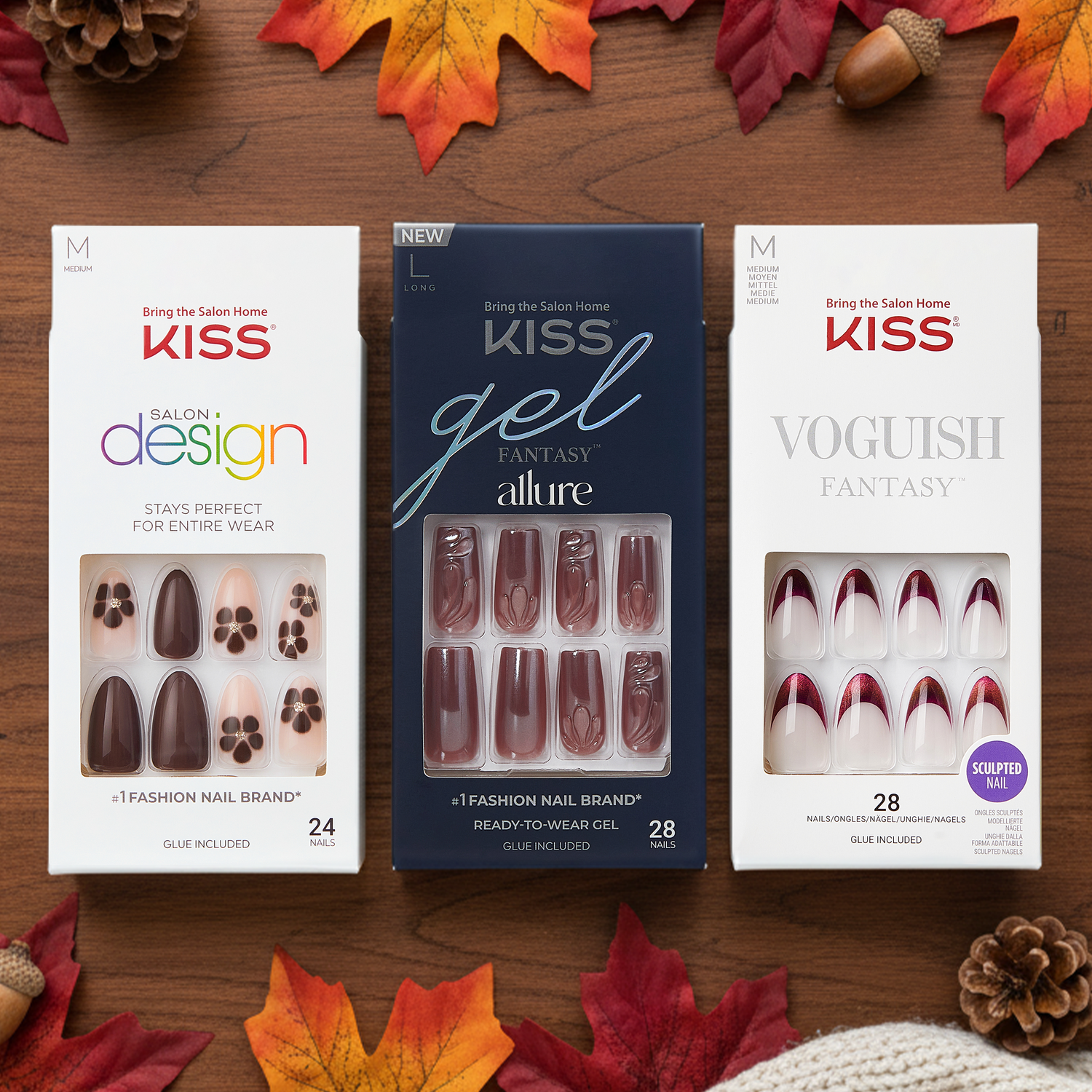 KISS Press On Glue Nails Bundle - Autumn Essentials