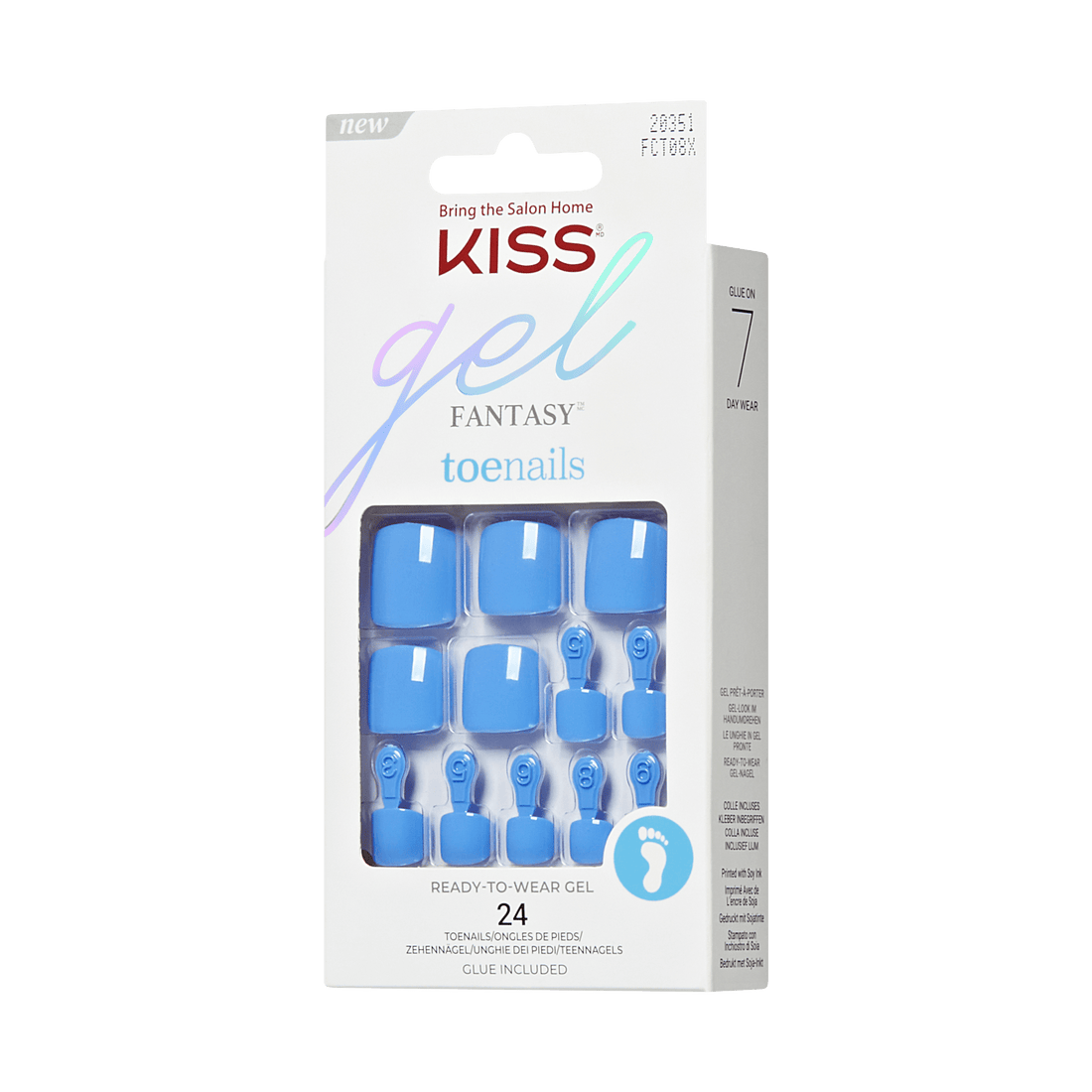 KISS Gel Fantasy Color Press On Glue Toenails - Electric Feel