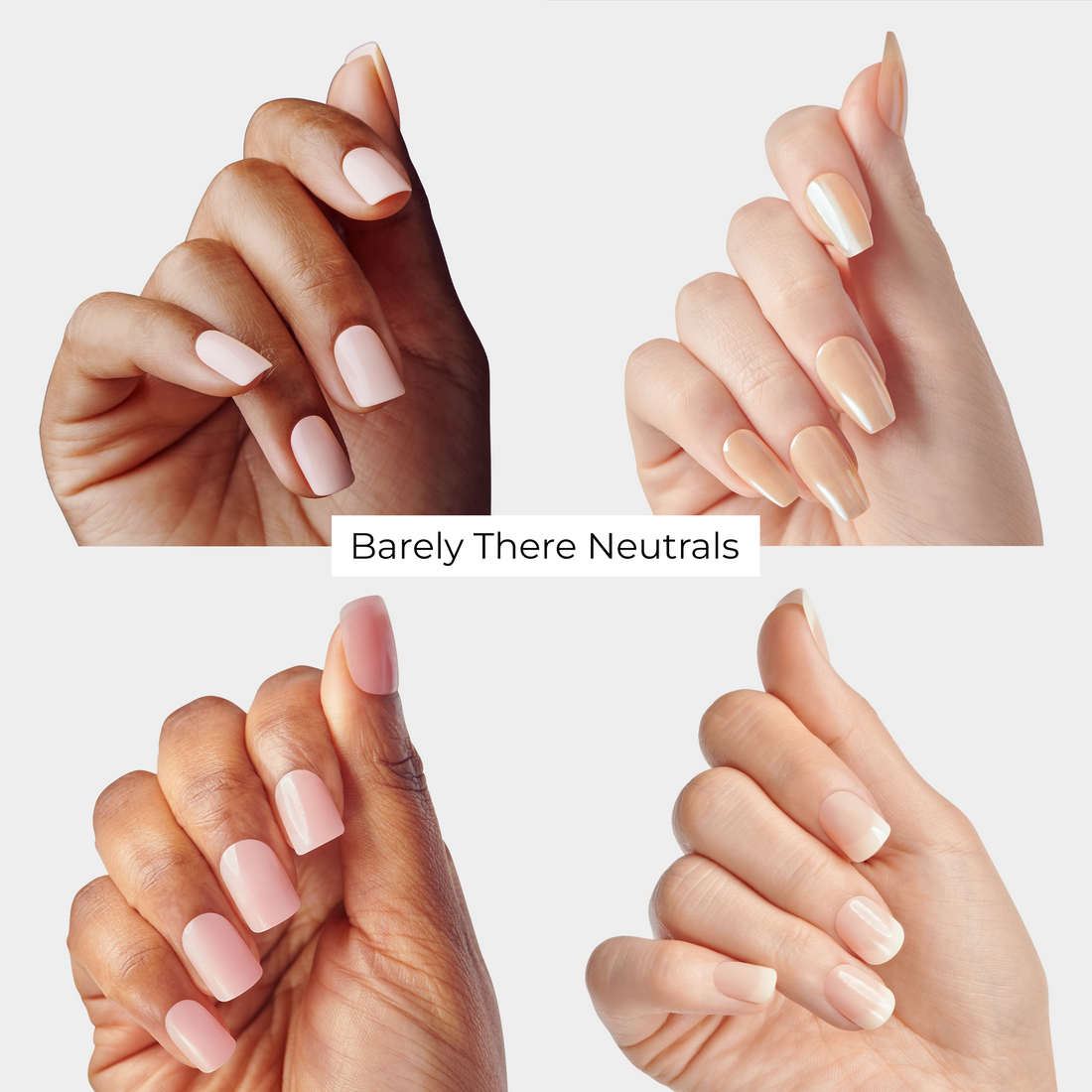 KISS Press On Glue Nails Bundle - Barely There Neutrals