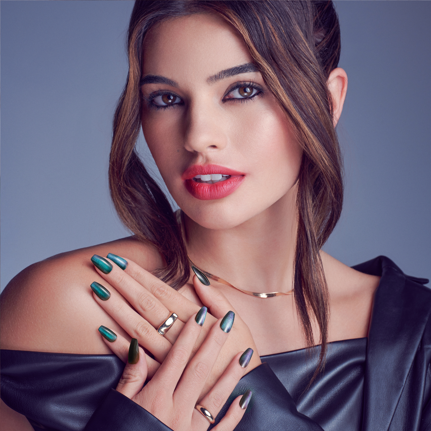 KISS Gel Fantasy Magnetic Press On Glue Nails - Chameleon