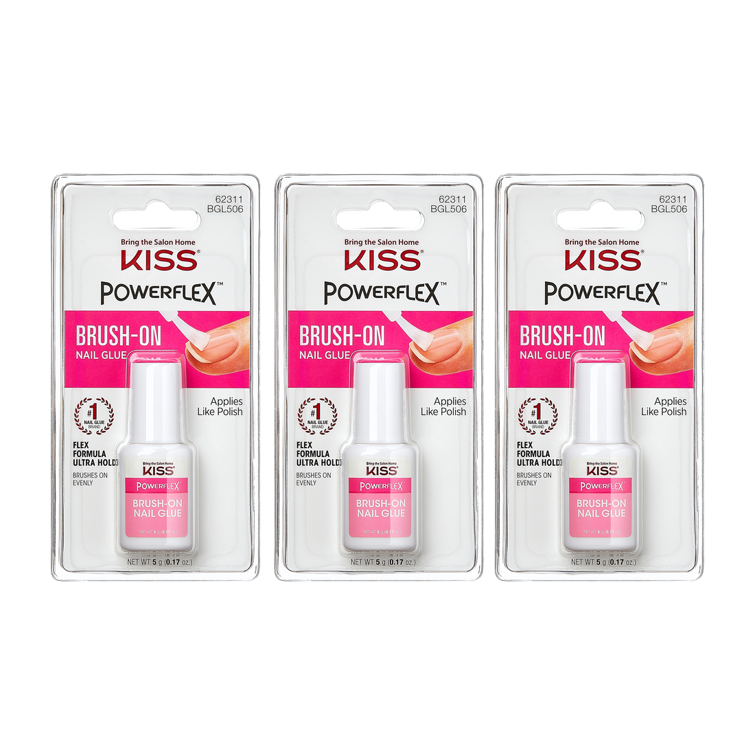 KISS PowerFlex Brush-On Nail Glue 3-Pack