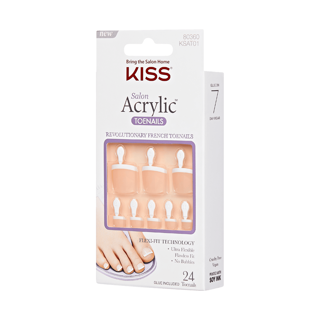 KISS Salon Acrylic French Press On Glue Toenails - Walk Away