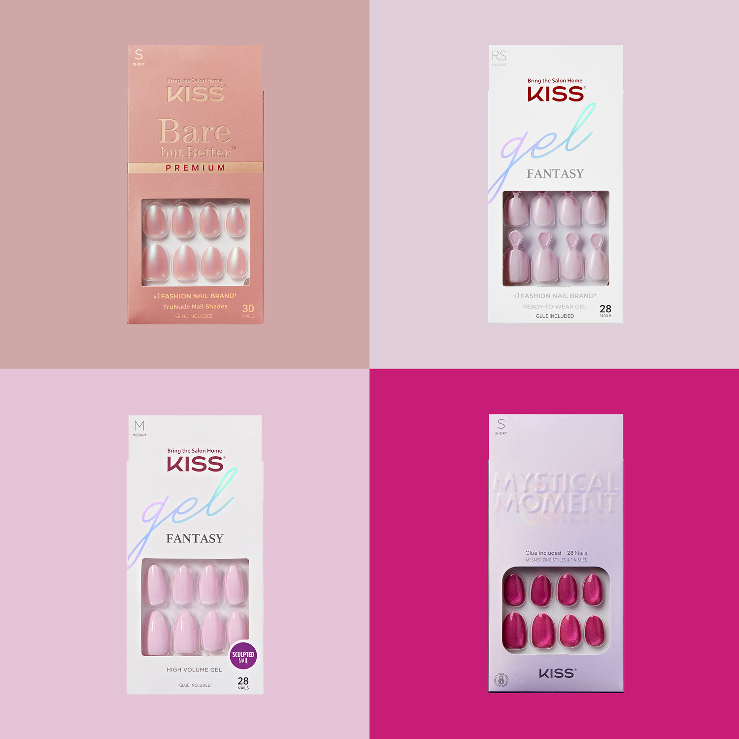 KISS Press On Glue Nails Bundle - Think Pink